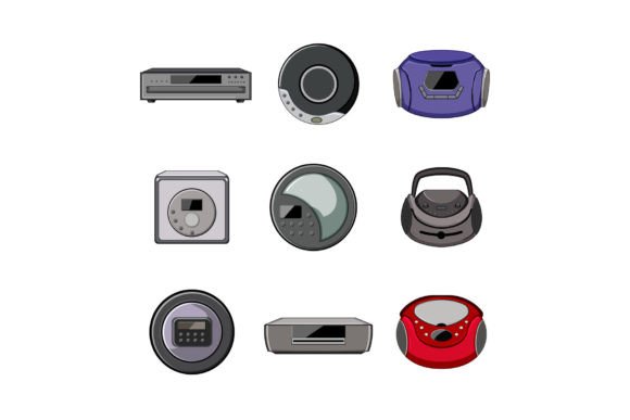 Download Cd Player Set Cartoon Vector - Cartoon vector Collection