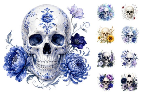 Download Watercolor Floral Skulls Sublimation PNG - Sublimation png Collection