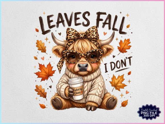 Download Leaves Fall I Don't Highland Cow PNG - Cow png Collection